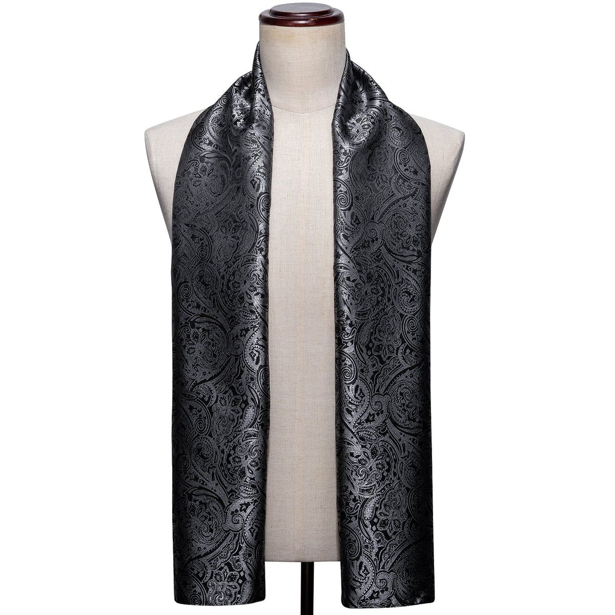 Luxury Black Silver Floral Scarf Scarf - Sophisticated Gentlemen