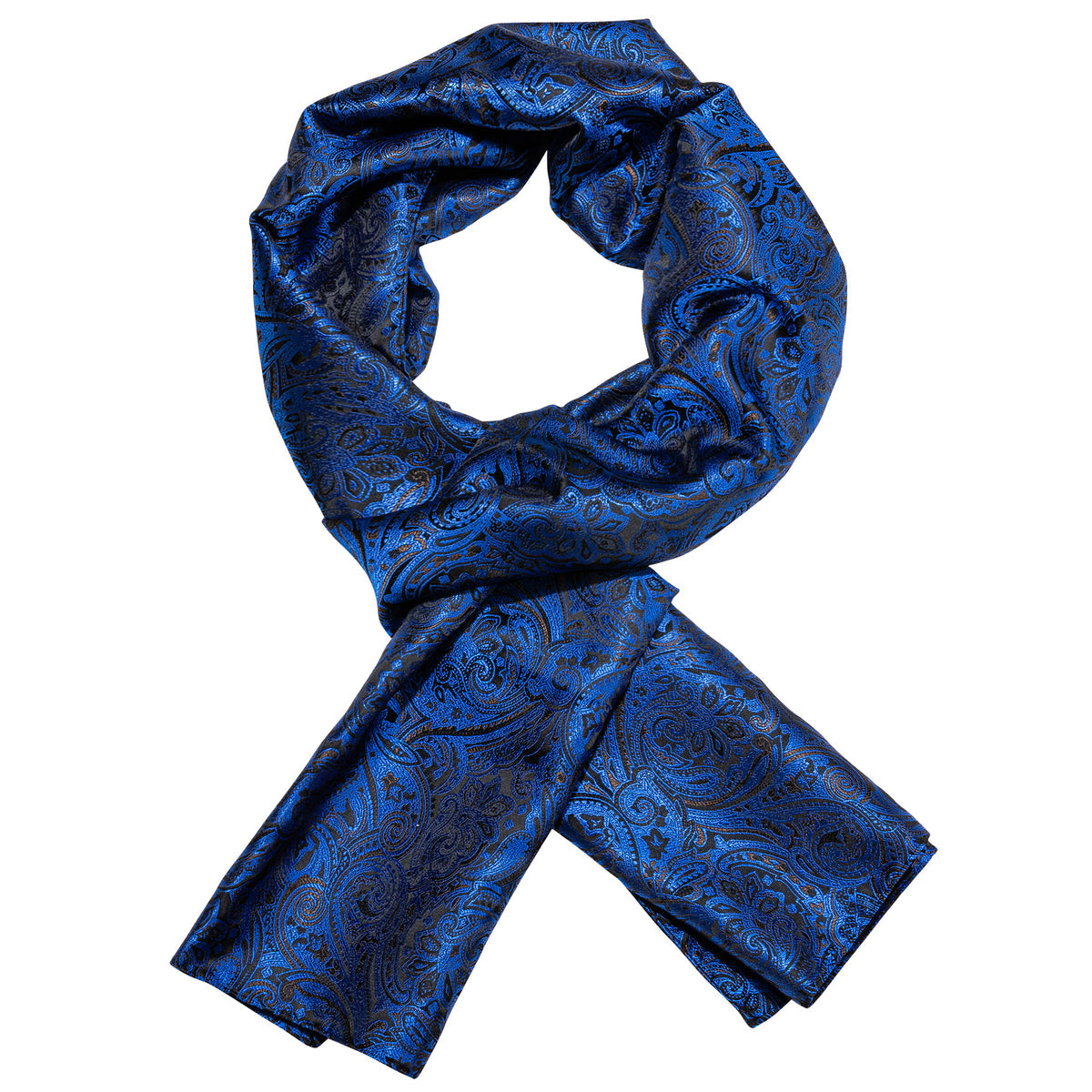 Luxury Blue Black Floral WInter Silk Scarf Scarf - Sophisticated Gentlemen