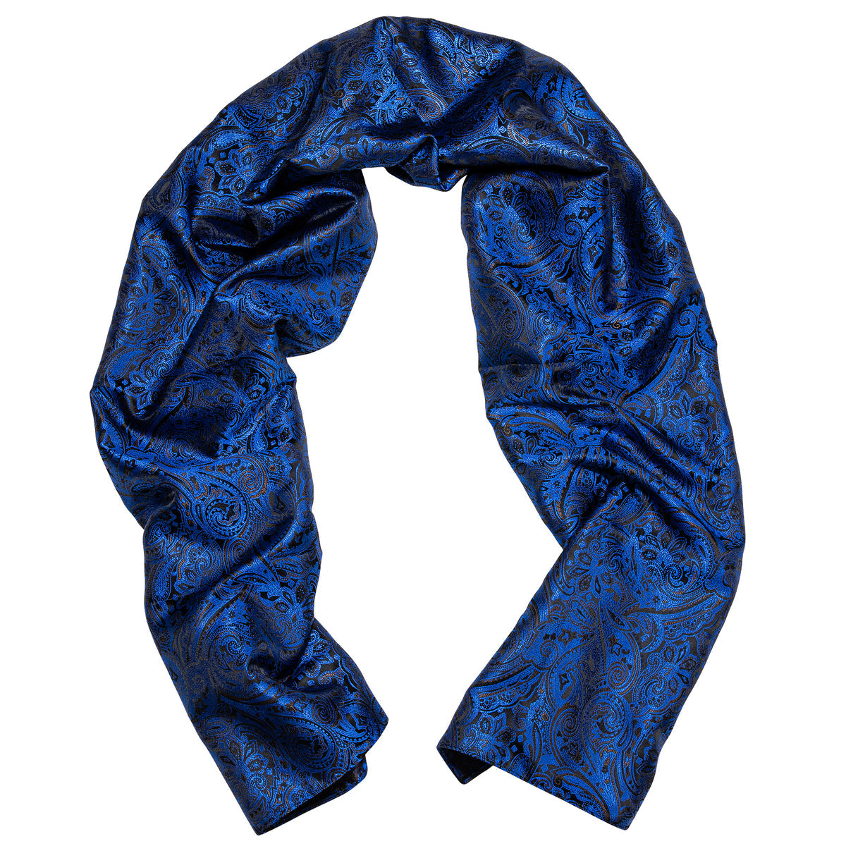 Luxury Blue Black Floral WInter Silk Scarf Scarf - Sophisticated Gentlemen
