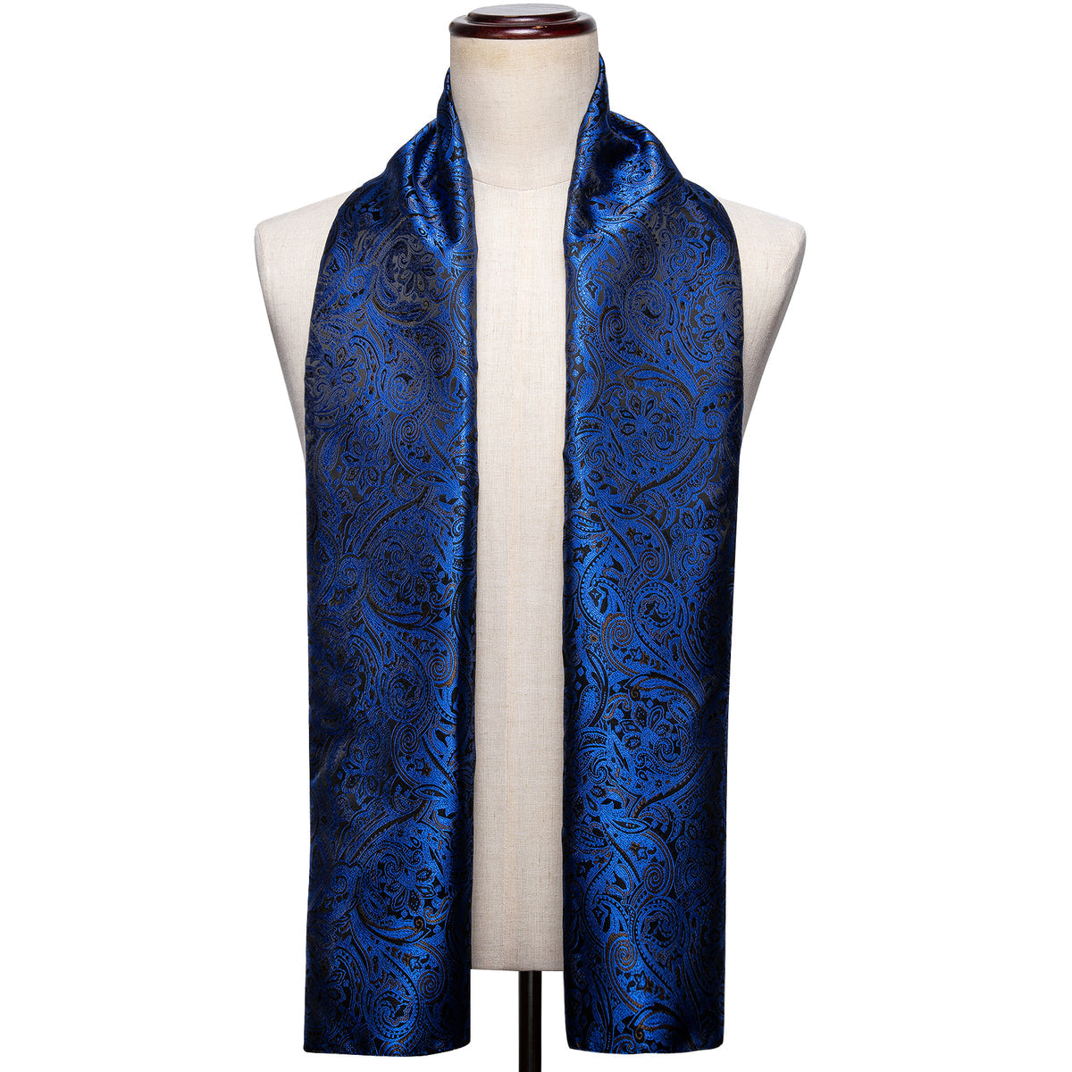 Luxury Blue Black Floral WInter Silk Scarf Scarf - Sophisticated Gentlemen