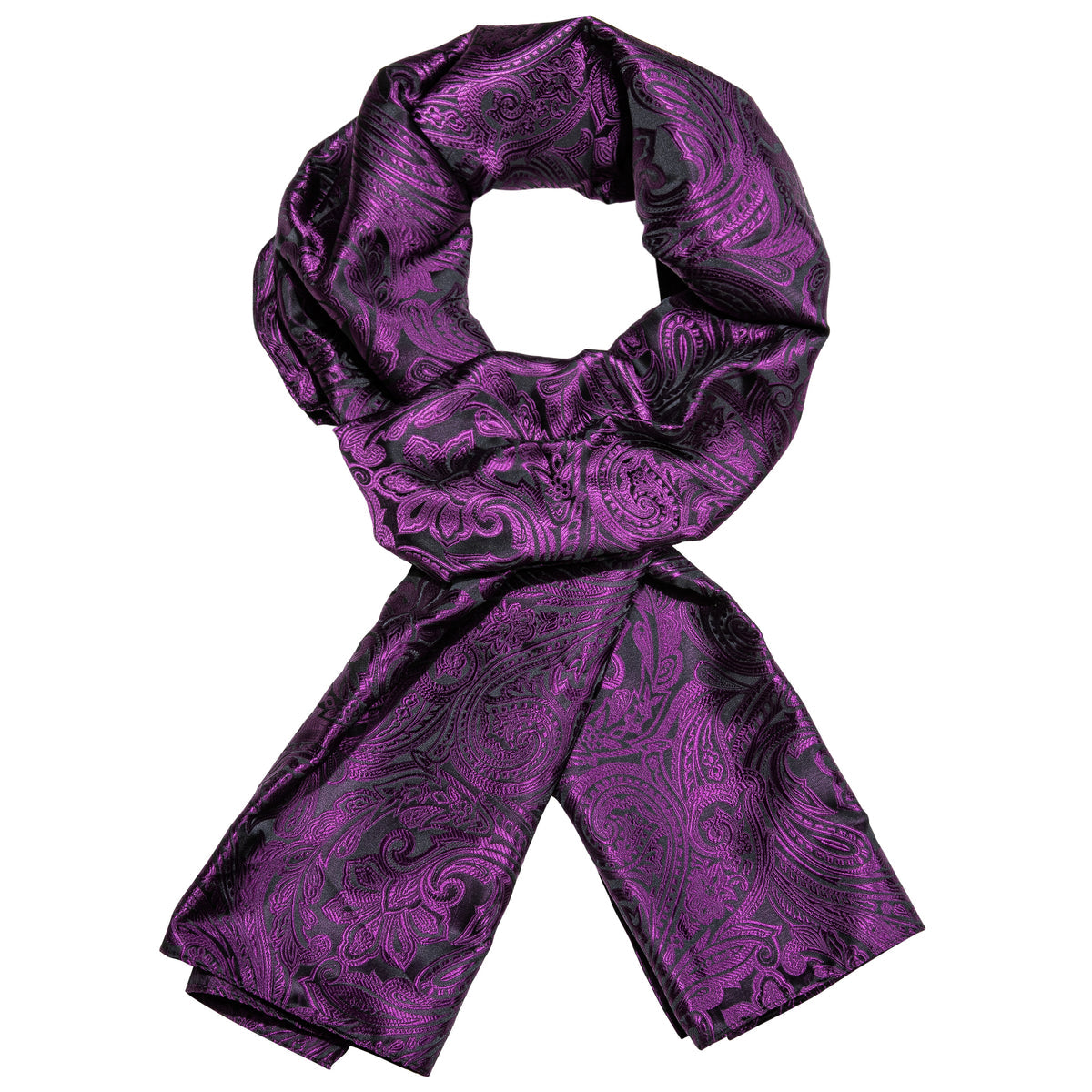 Luxury Purple Black Floral Silk Scarf Scarf - Sophisticated Gentlemen