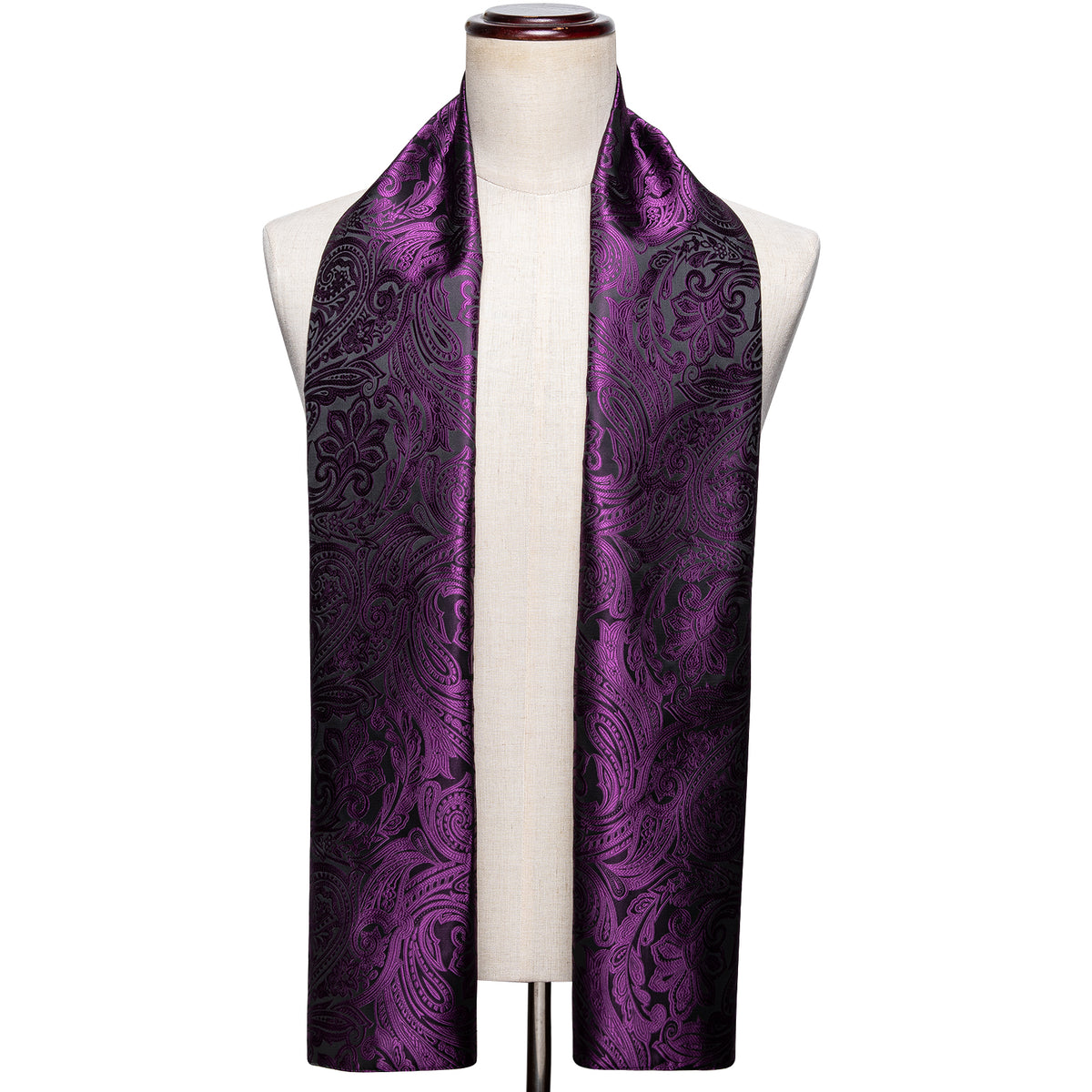 Luxury Purple Black Floral Silk Scarf Scarf - Sophisticated Gentlemen
