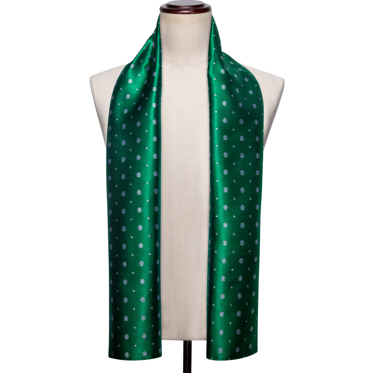 Luxury Green White Snowflake Christmas Silk Scarf Scarf - Sophisticated Gentlemen