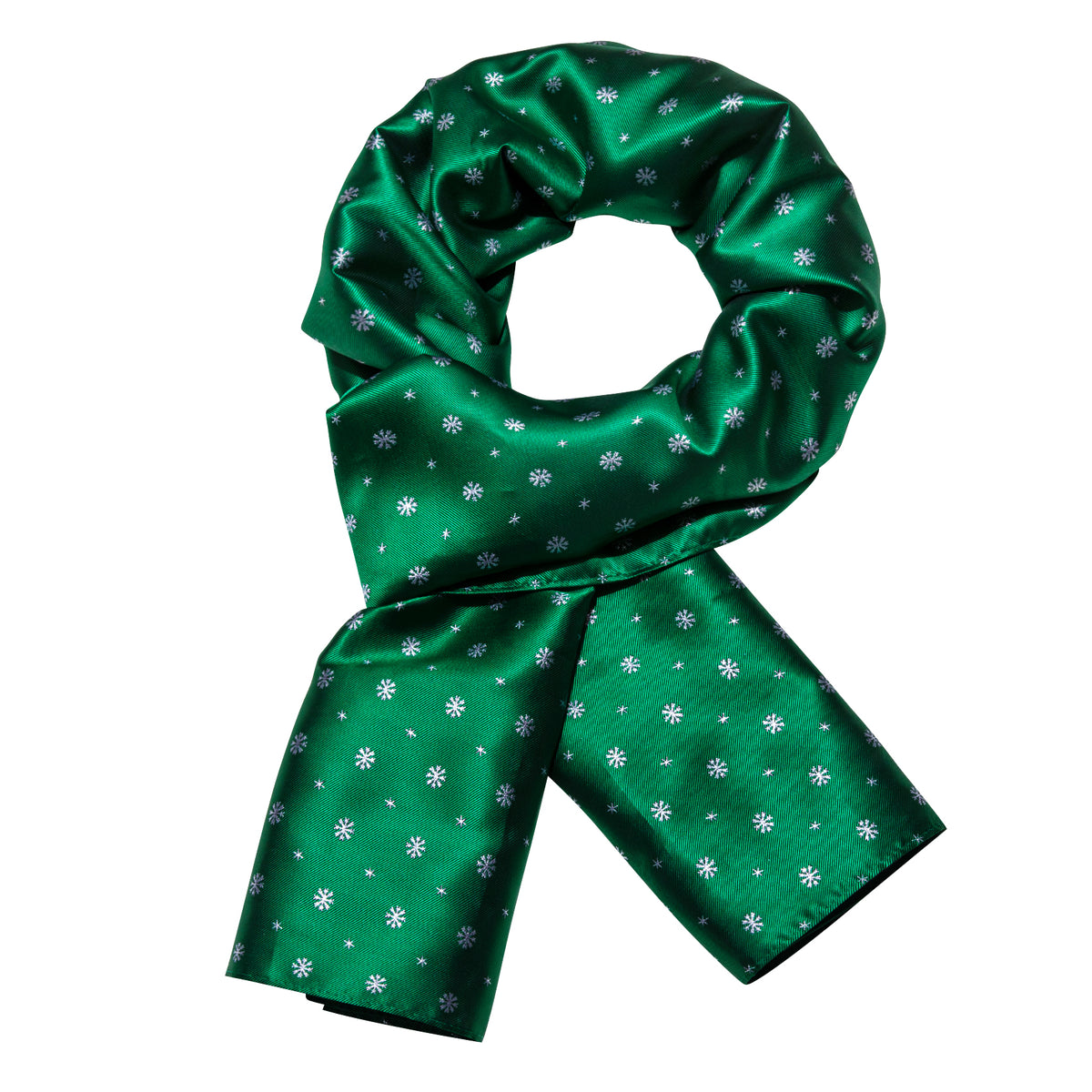 Luxury Green White Snowflake Christmas Silk Scarf Scarf - Sophisticated Gentlemen