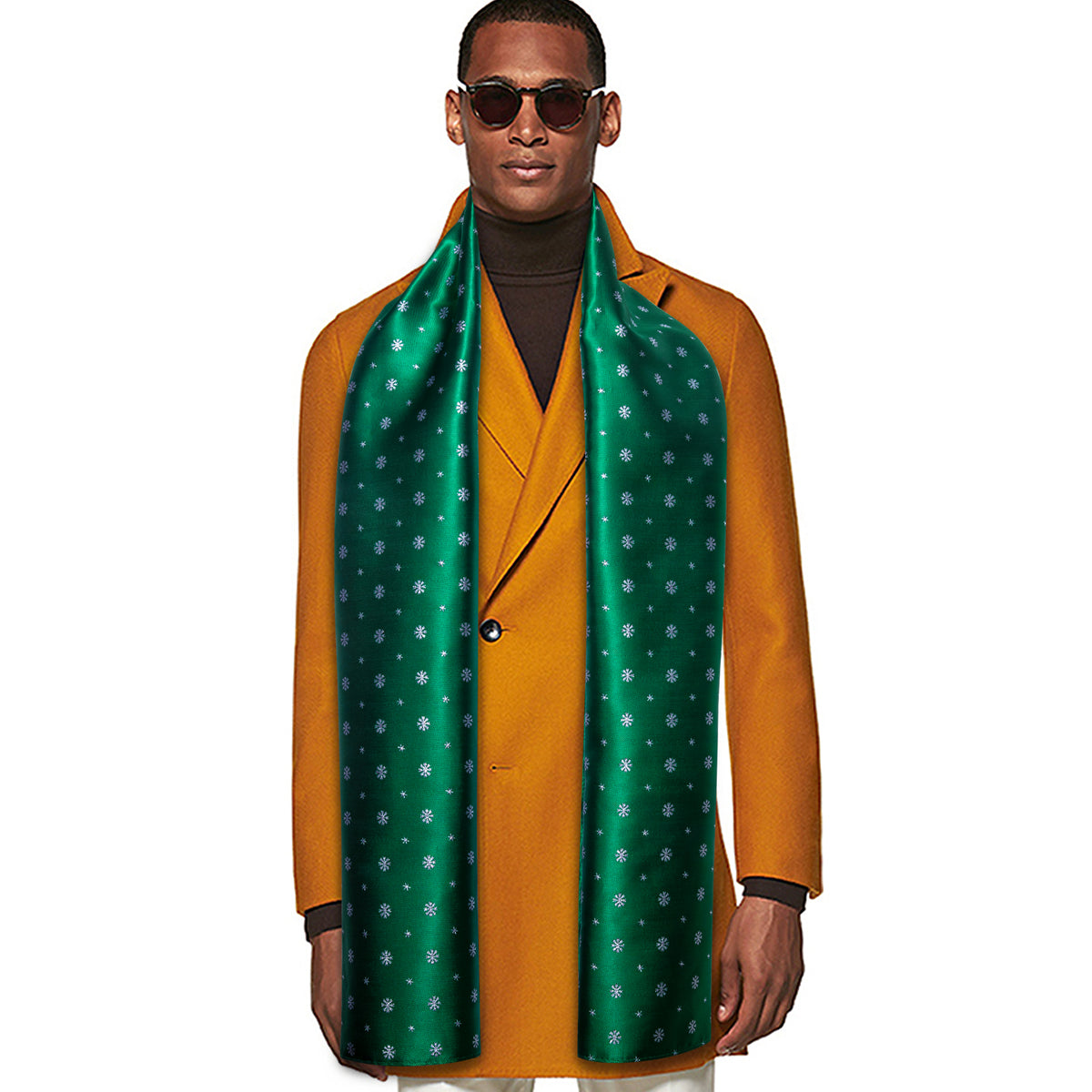 Luxury Green White Snowflake Christmas Silk Scarf Scarf - Sophisticated Gentlemen
