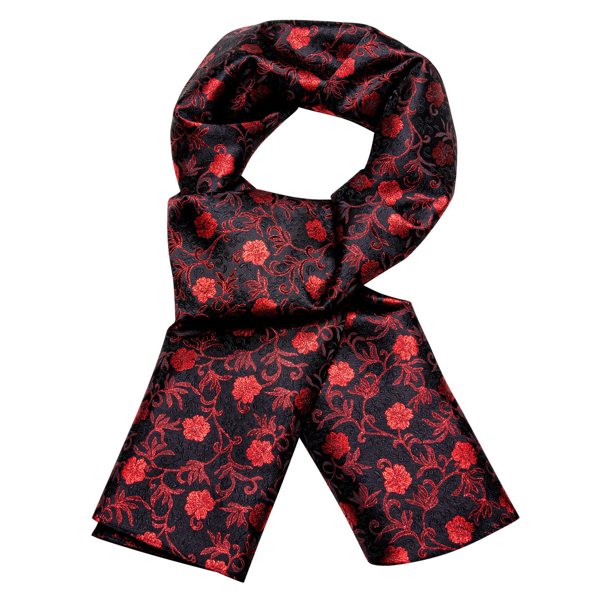 Luxury Black Red Flower Scarf Scarf - Sophisticated Gentlemen