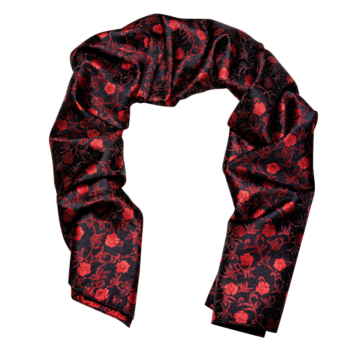 Luxury Black Red Flower Scarf Scarf - Sophisticated Gentlemen