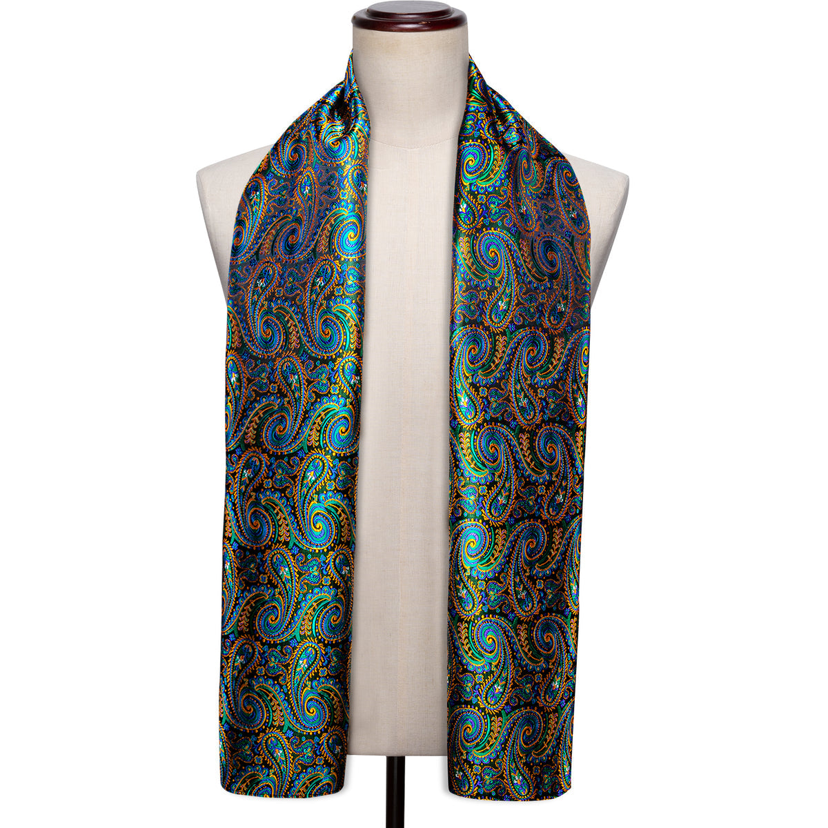 Teal Blue Brown Paisley Silk Scarf Scarf - Sophisticated Gentlemen
