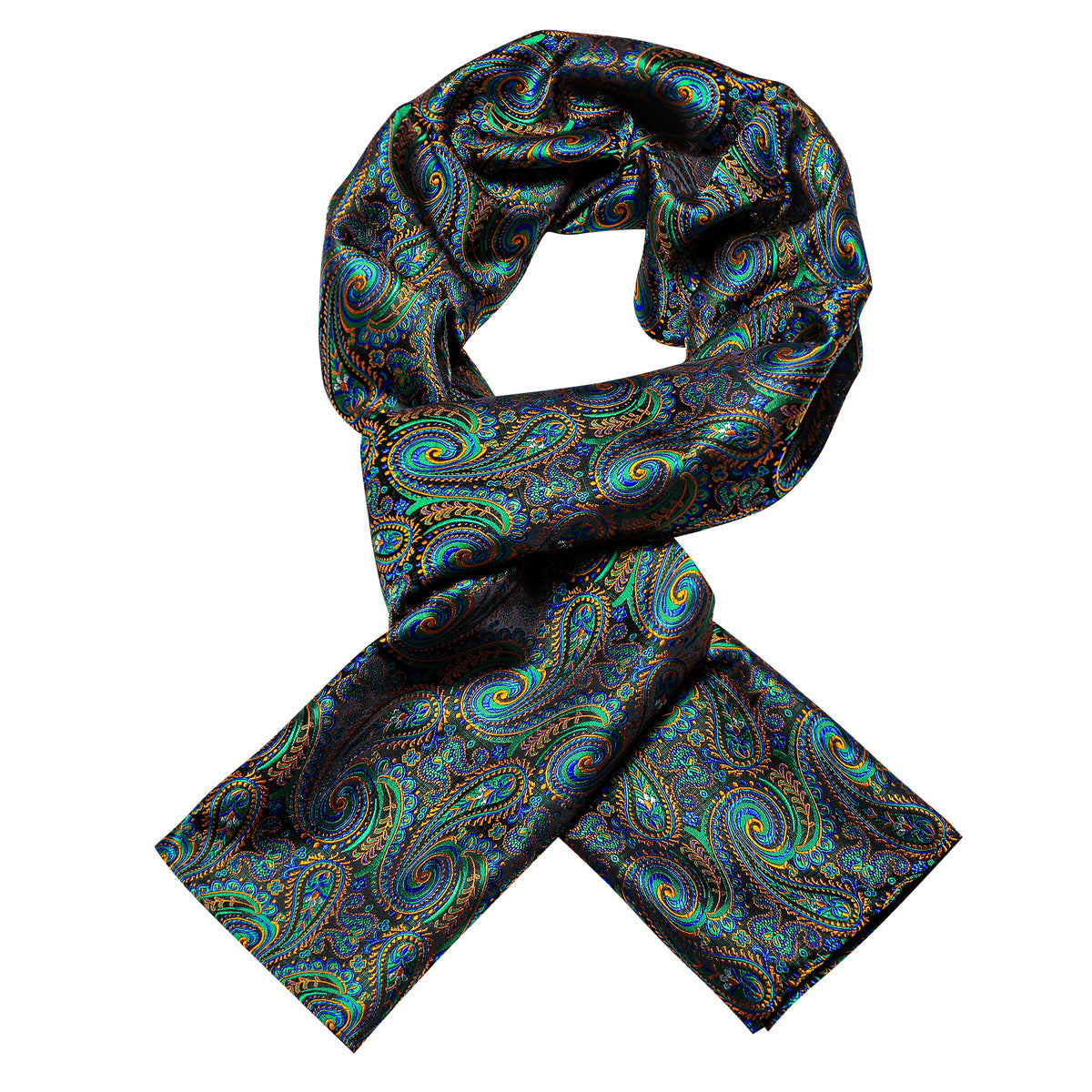 Teal Blue Brown Paisley Silk Scarf Scarf - Sophisticated Gentlemen