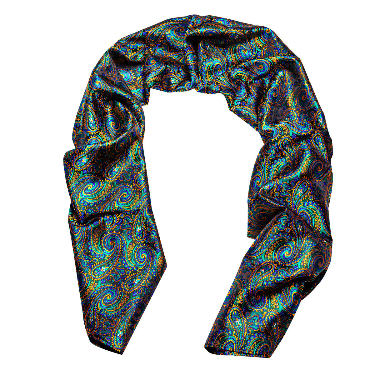 Teal Blue Brown Paisley Silk Scarf Scarf - Sophisticated Gentlemen