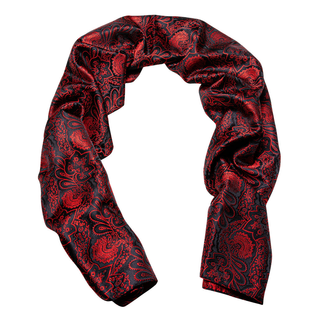 Red Black Paisley Silk Scarf Scarf - Sophisticated Gentlemen