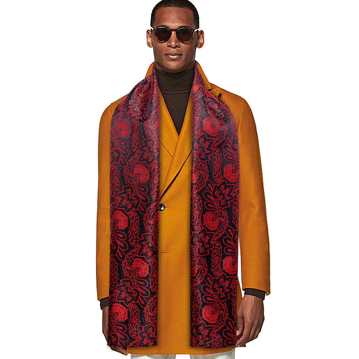 Red Black Paisley Silk Scarf Scarf - Sophisticated Gentlemen
