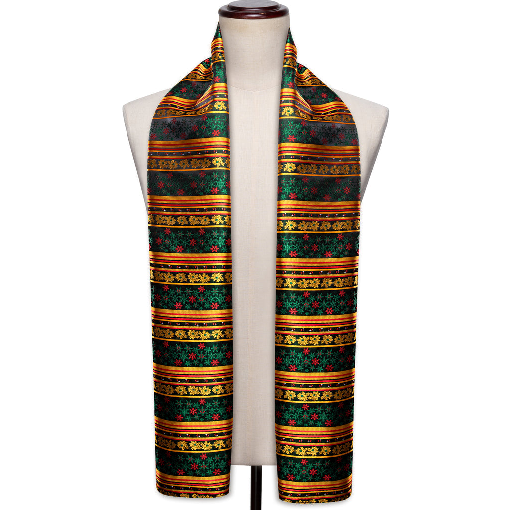 Gold Green Christmas Winter Snowflake Pattern Scarf Scarf - Sophisticated Gentlemen