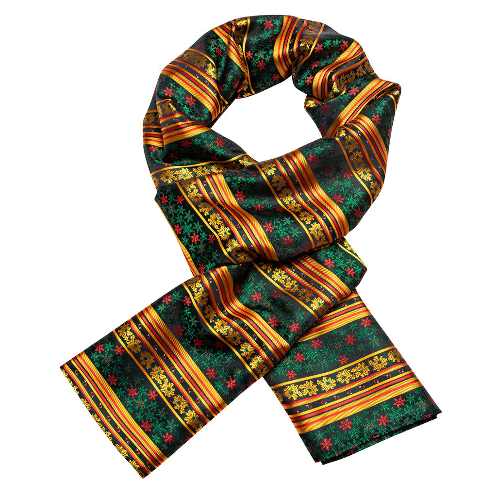 Gold Green Christmas Winter Snowflake Pattern Scarf Scarf - Sophisticated Gentlemen