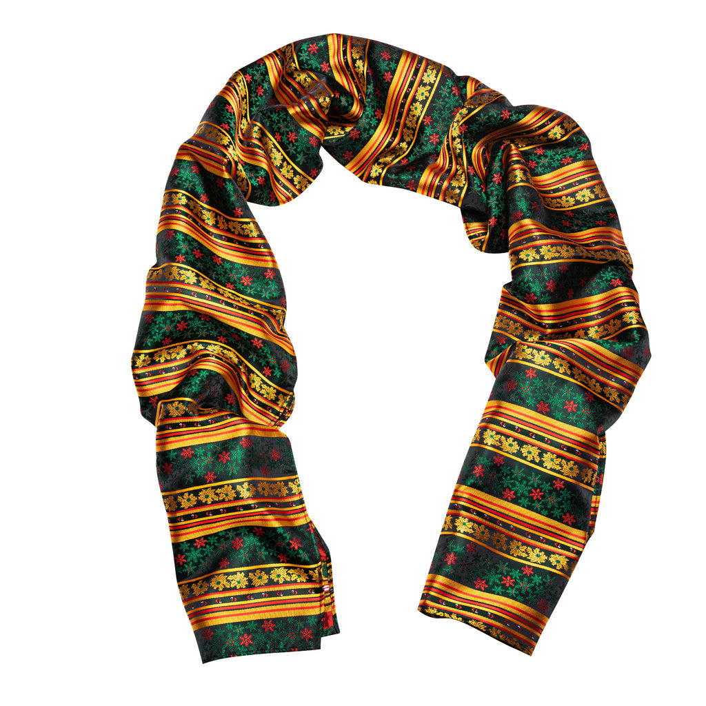 Gold Green Christmas Winter Snowflake Pattern Scarf Scarf - Sophisticated Gentlemen