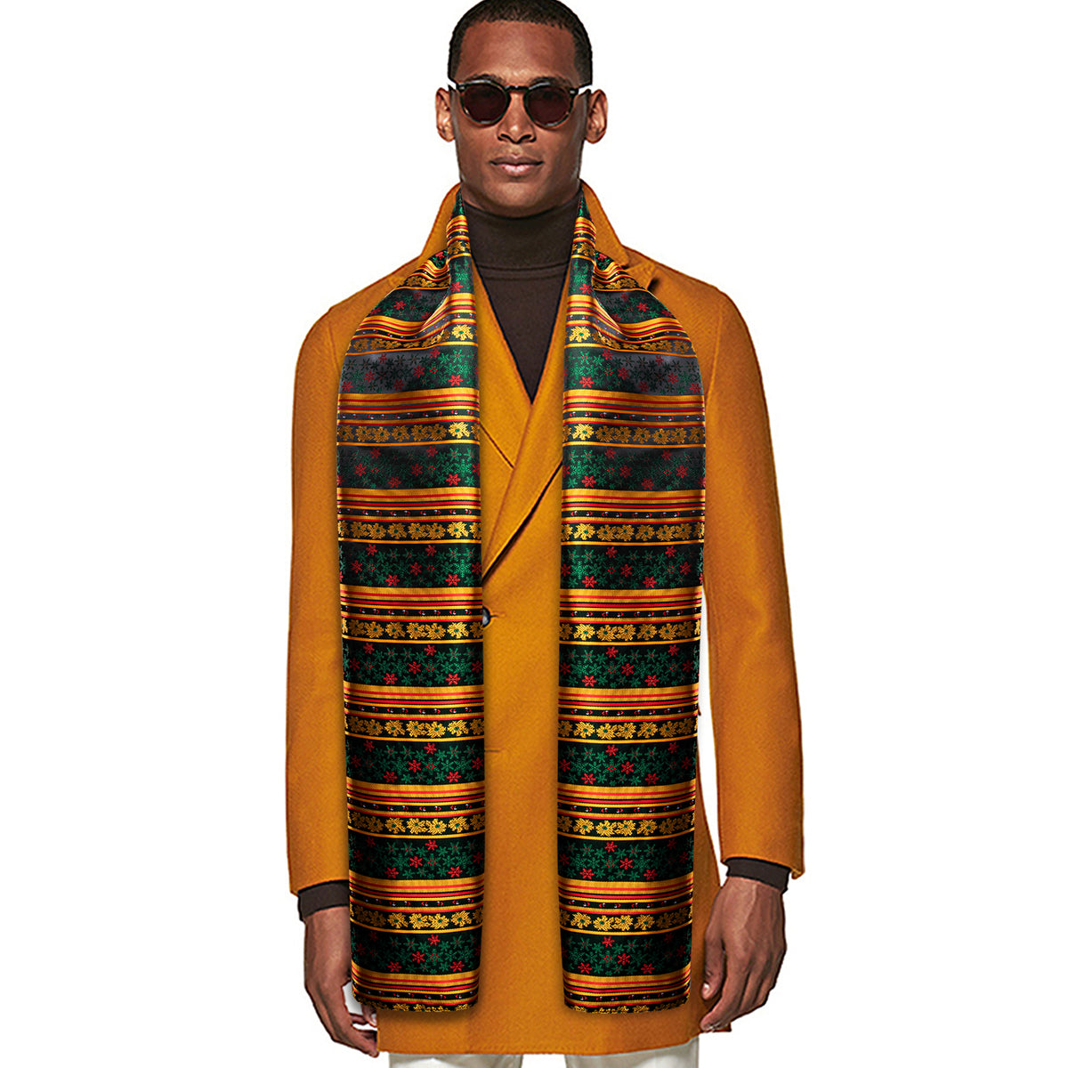 Gold Green Christmas Winter Snowflake Pattern Scarf Scarf - Sophisticated Gentlemen