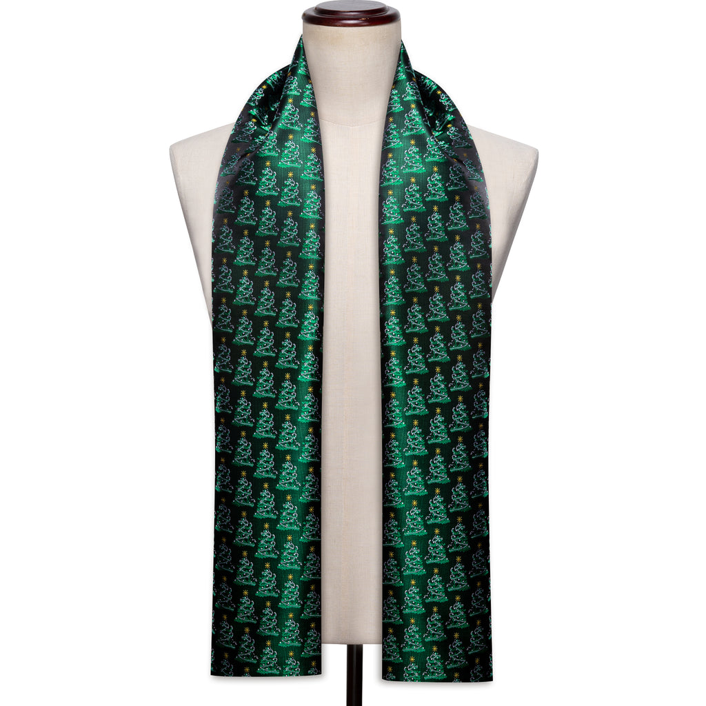 Green Christmas Tree Pattern Silk Scarf Scarf - Sophisticated Gentlemen