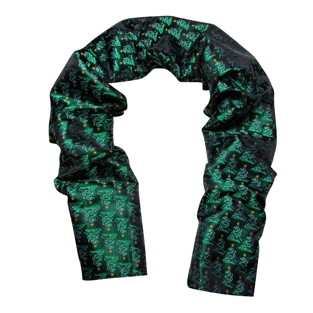 Green Christmas Tree Pattern Silk Scarf Scarf - Sophisticated Gentlemen
