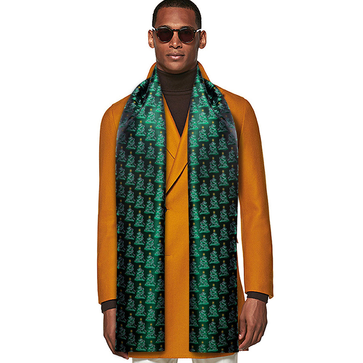 Green Christmas Tree Pattern Silk Scarf Scarf - Sophisticated Gentlemen