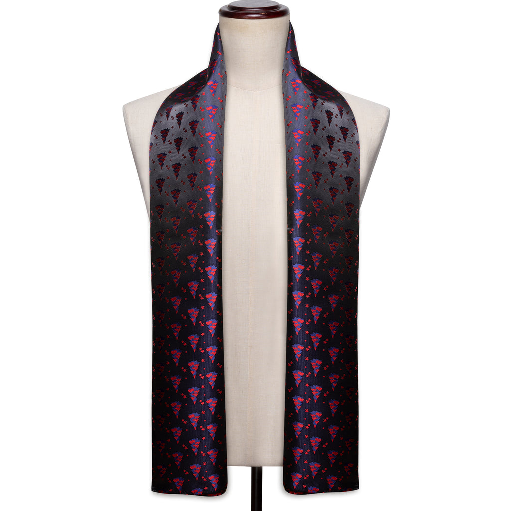 Festival Black Blue Christmas Tree Pattern Silk Scarf Scarf - Sophisticated Gentlemen