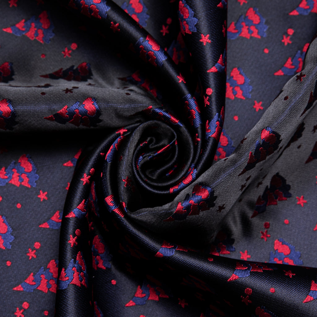 Festival Black Blue Christmas Tree Pattern Silk Scarf Scarf - Sophisticated Gentlemen