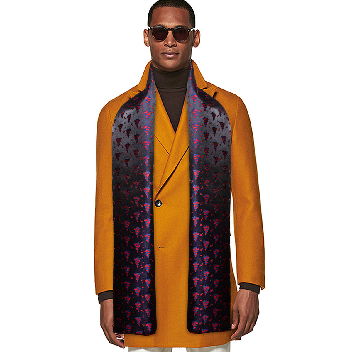 Festival Black Blue Christmas Tree Pattern Silk Scarf Scarf - Sophisticated Gentlemen