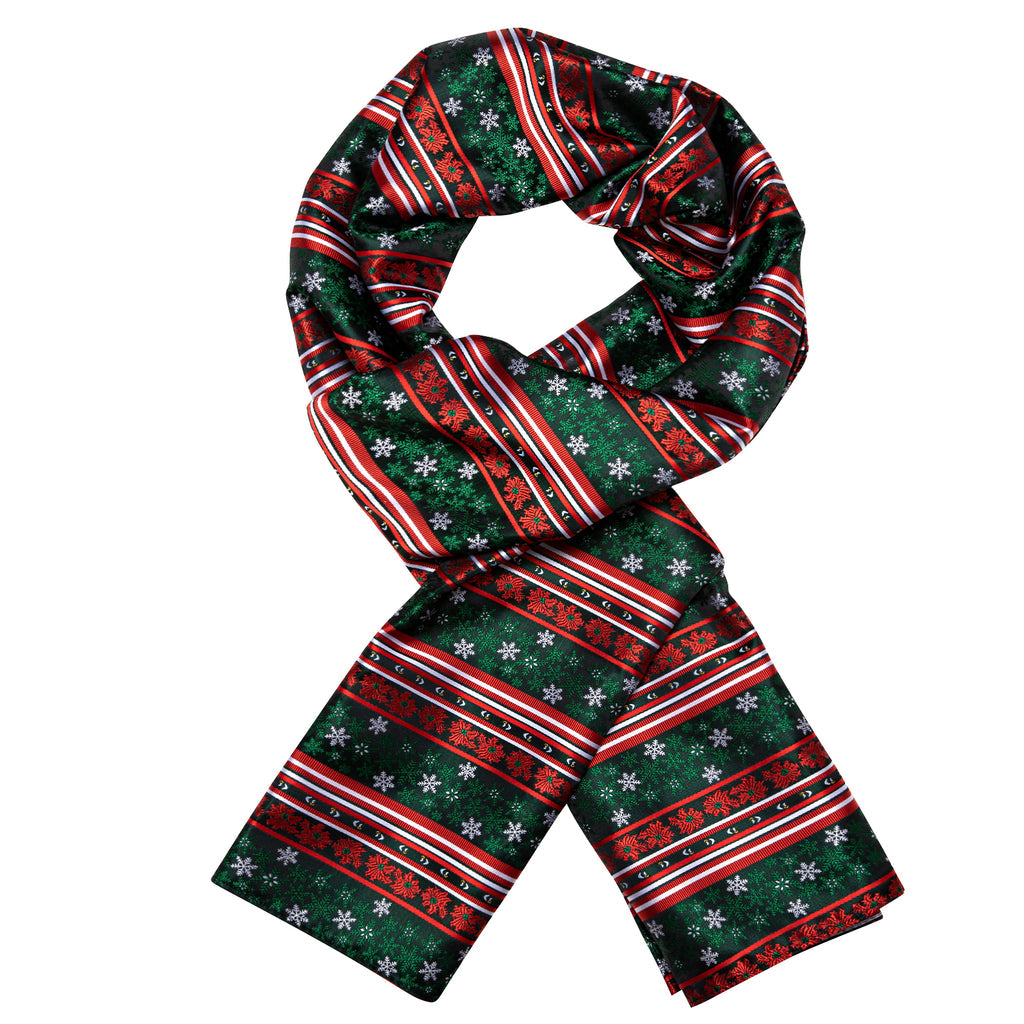 Green Red Christmas Snowflake Pattern Silk Scarf Scarf - Sophisticated Gentlemen