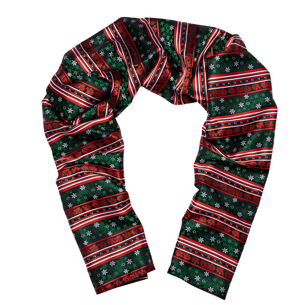 Green Red Christmas Snowflake Pattern Silk Scarf Scarf - Sophisticated Gentlemen