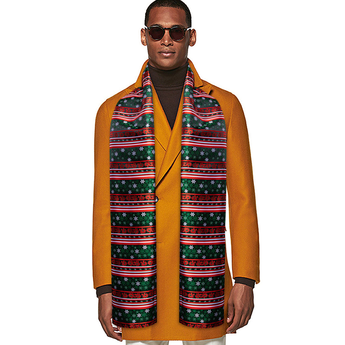 Green Red Christmas Snowflake Pattern Silk Scarf Scarf - Sophisticated Gentlemen