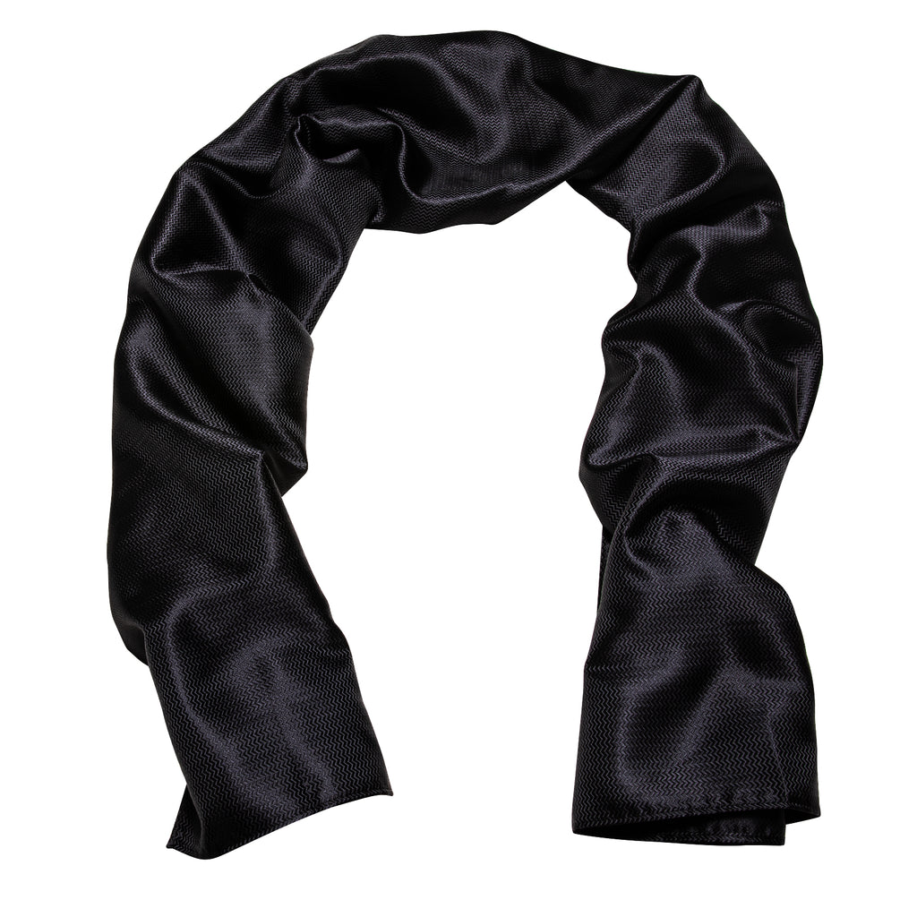 Luxury Black Solid Silk Scarf Scarf - Sophisticated Gentlemen