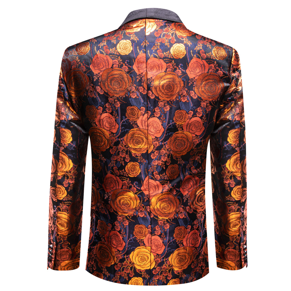 Orange and Navy Floral Tuxedo Jacket tuxedo - Sophisticated Gentlemen