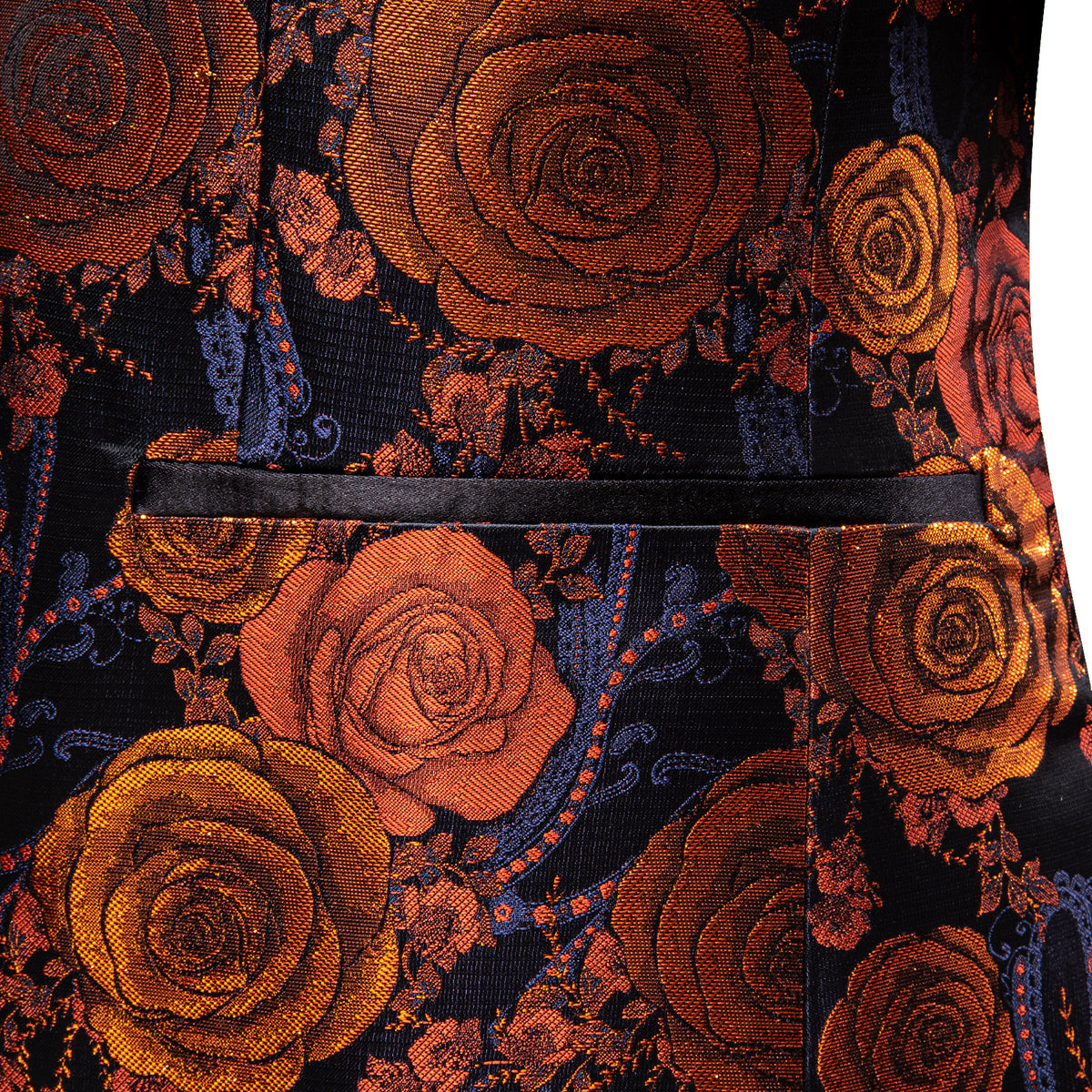 Orange and Navy Floral Tuxedo Jacket tuxedo - Sophisticated Gentlemen