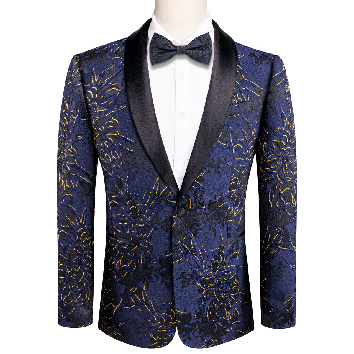 Blue and Gold Engraved Tuxedo Jacket tuxedo S (38) - Sophisticated Gentlemen