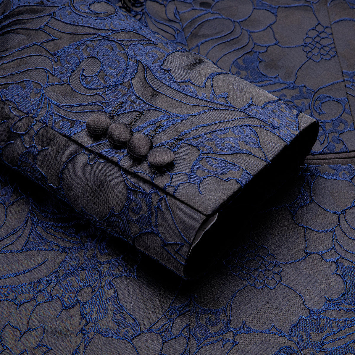 Blue and Black Floral Tuxedo Jacket tuxedo - Sophisticated Gentlemen