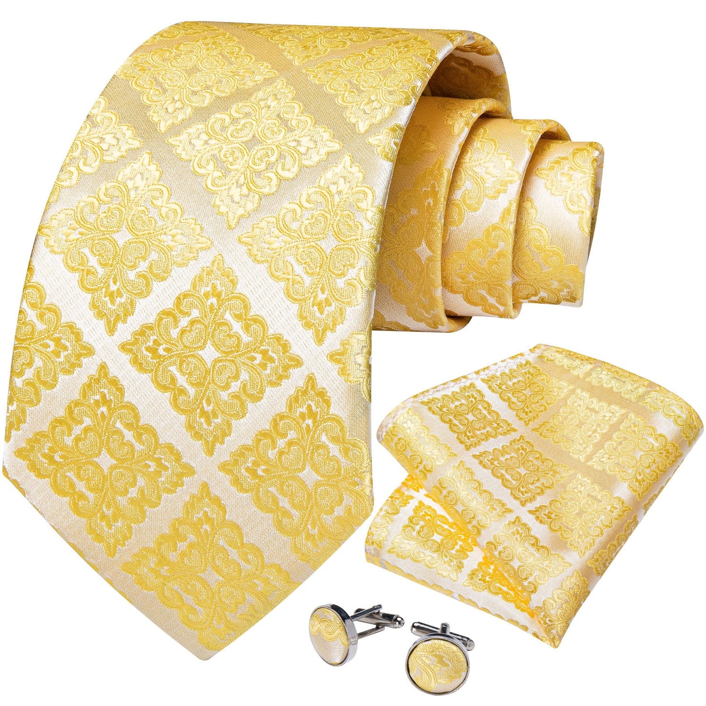 Royalty Gold Tie, Pocket Square and Cufflinks tie sets - Sophisticated Gentlemen