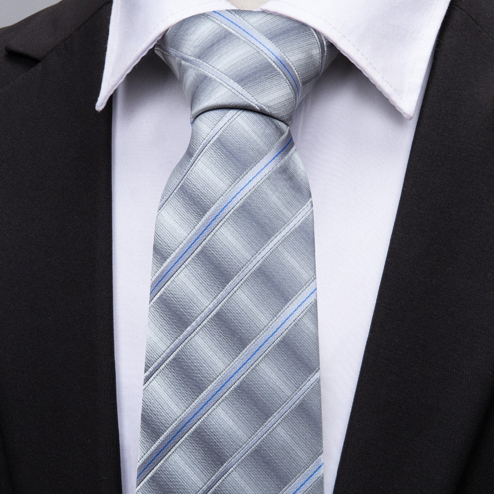 Gray Clouds Striped Tie Set tie sets    - Sophisticated Gentlemen
