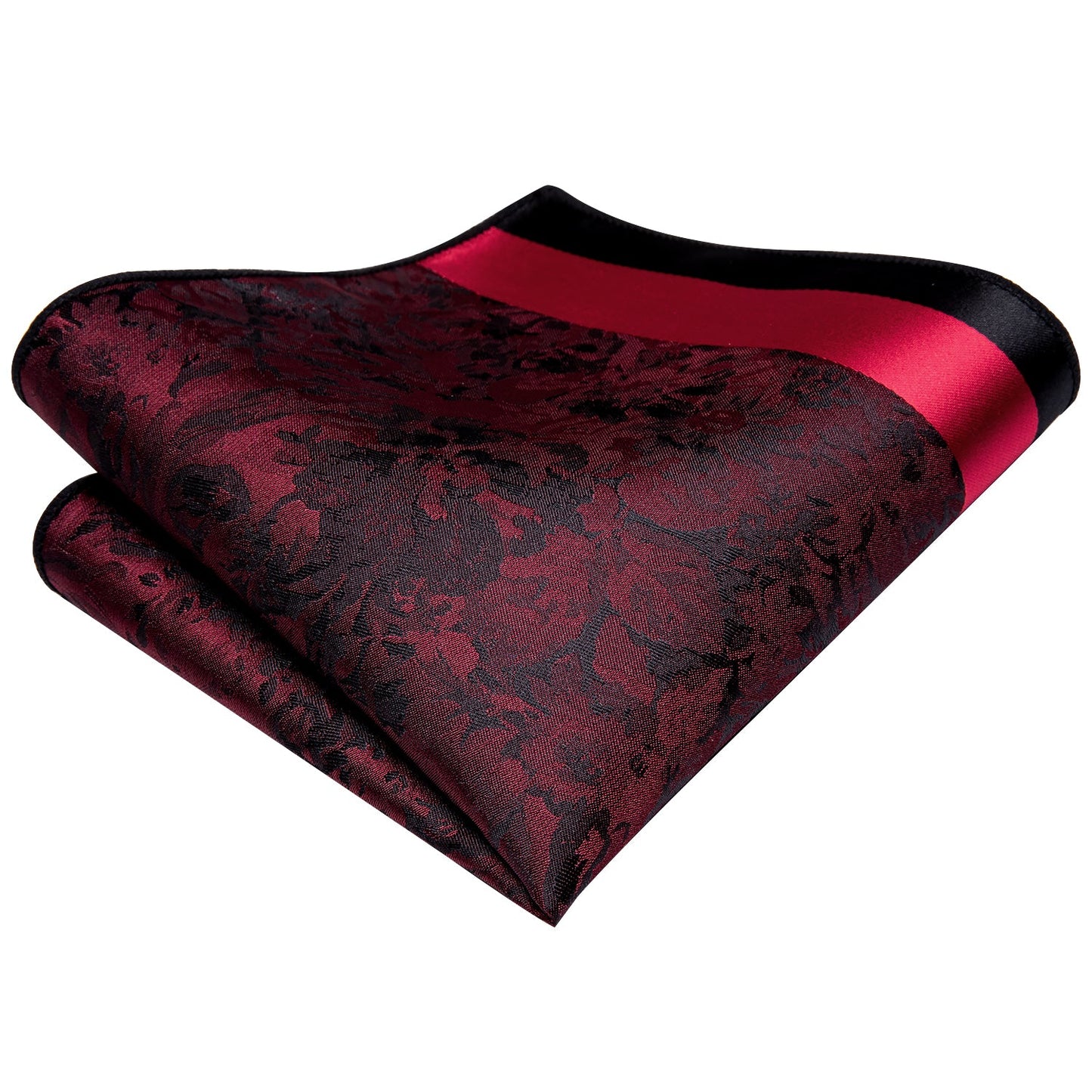 Red and Black Floral Silk Tie, Pocket Square and Cufflinks tie sets - Sophisticated Gentlemen