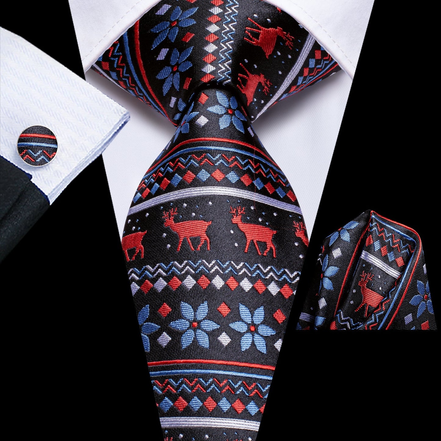 Ugly Holiday Sweater Tie Set In Black tie sets - Sophisticated Gentlemen