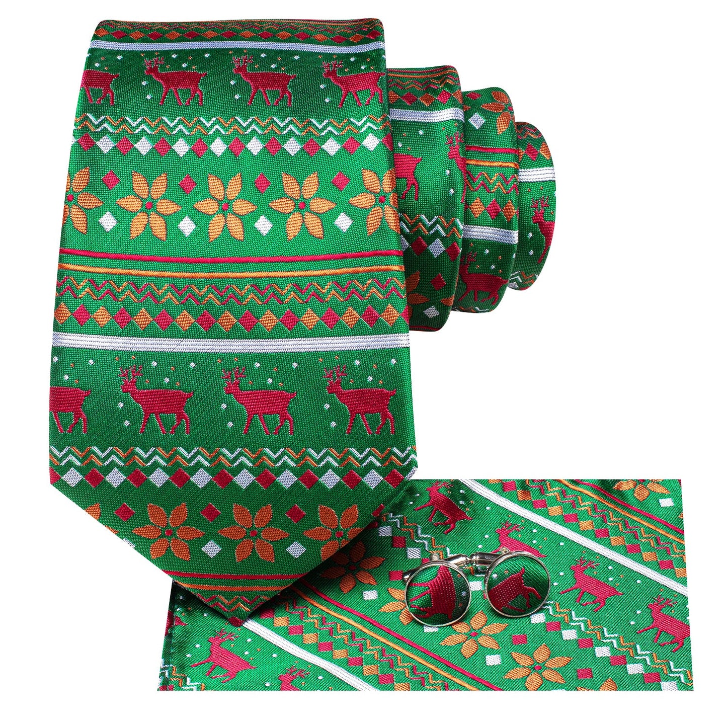 Ugly Holiday Sweater Tie Set In Green tie sets - Sophisticated Gentlemen