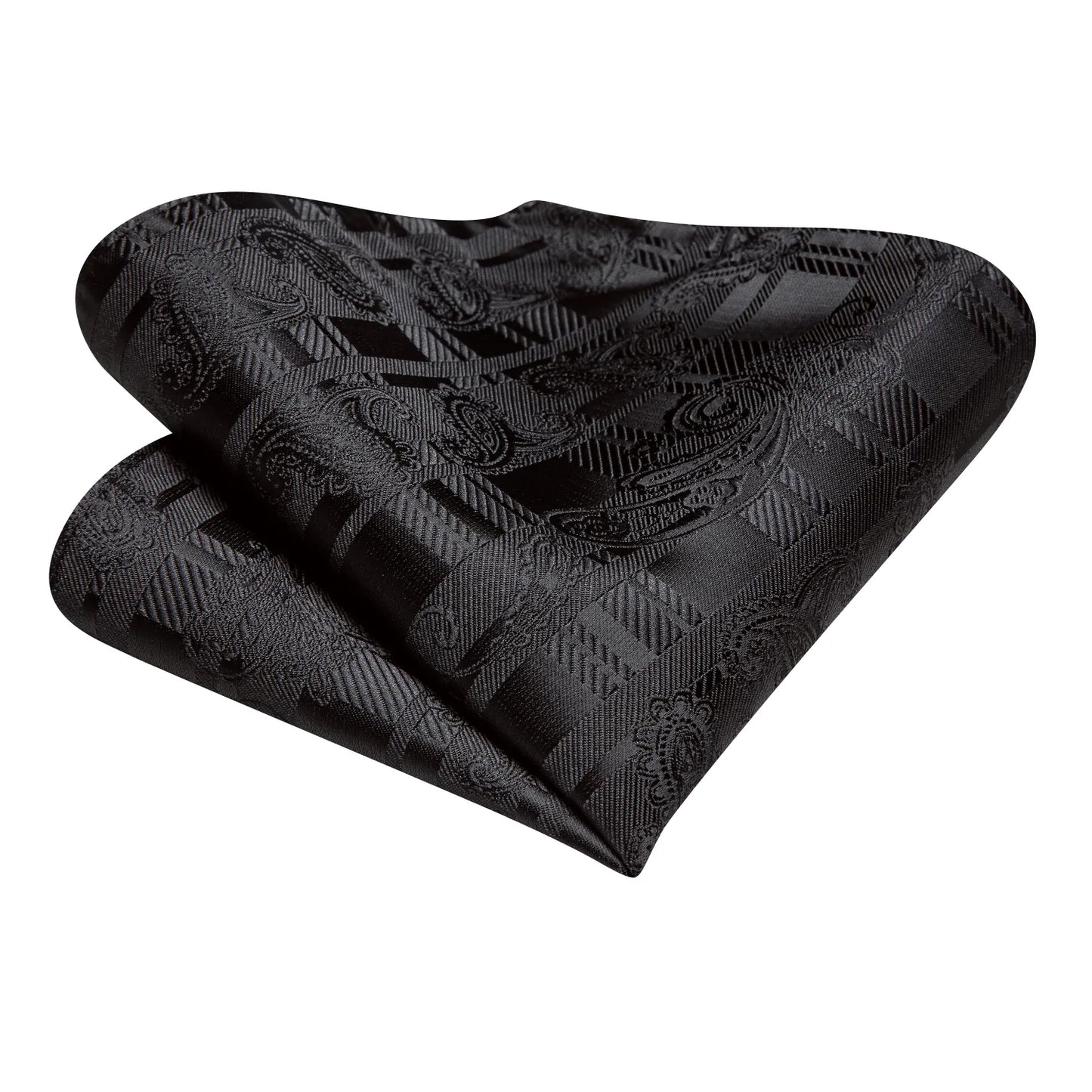 Black Paisley Tie, Pocket Square and Cufflinks tie sets - Sophisticated Gentlemen