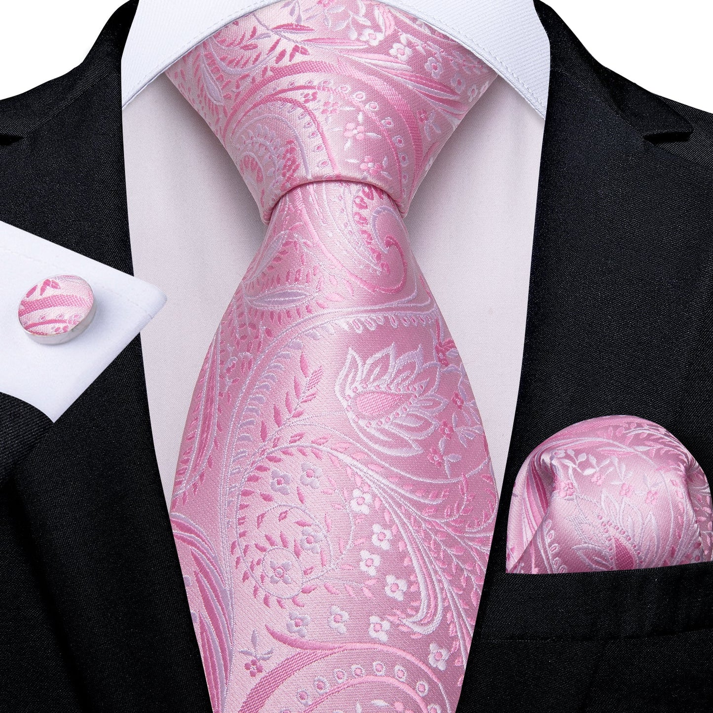 Gently Pink Tie, Pocket Square and Cufflinks tie sets - Sophisticated Gentlemen
