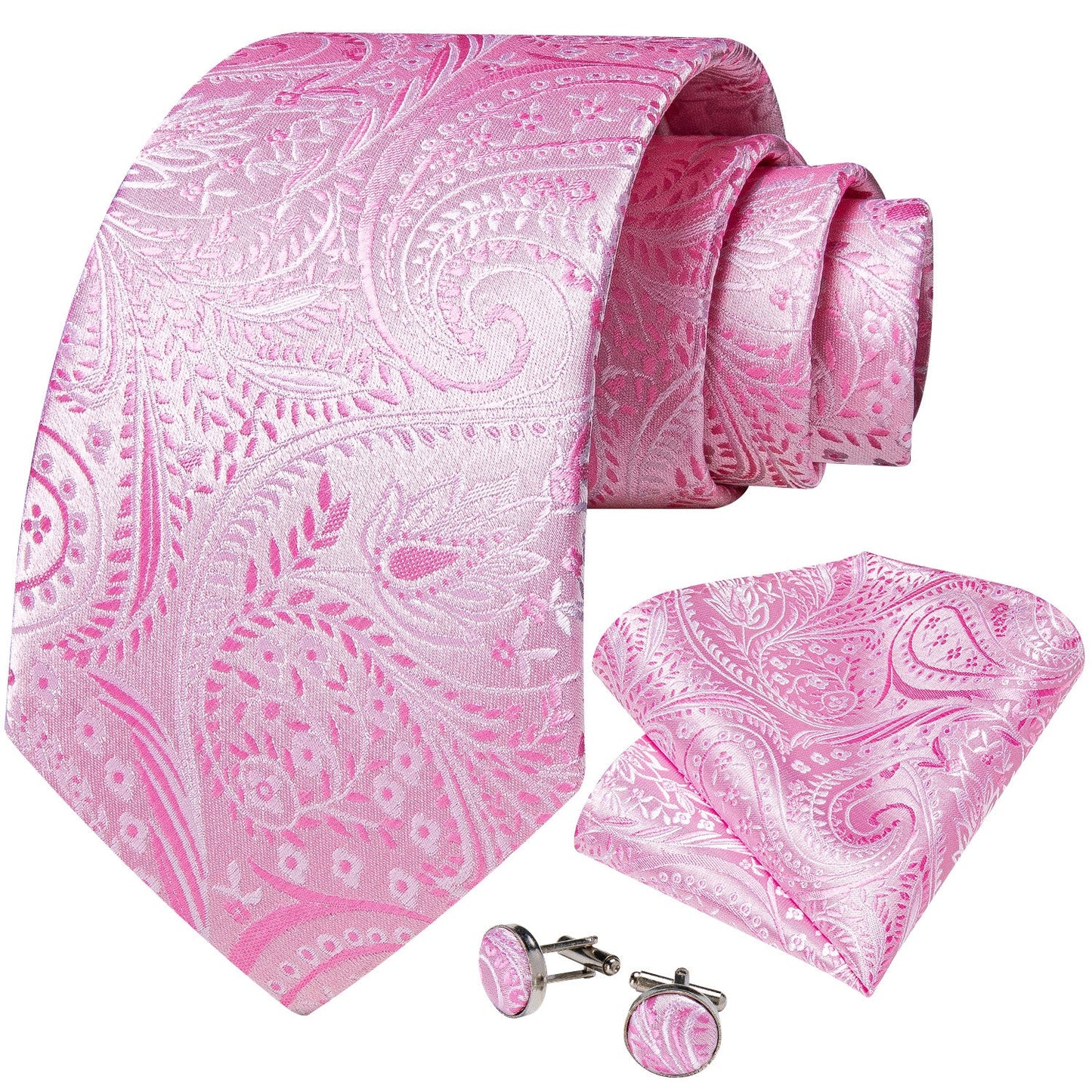 Gently Pink Tie, Pocket Square and Cufflinks tie sets - Sophisticated Gentlemen