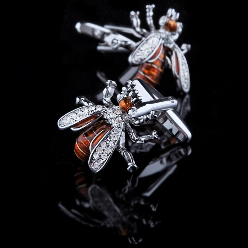 Crystal Enamel Bee Cufflinks Cufflink - Sophisticated Gentlemen