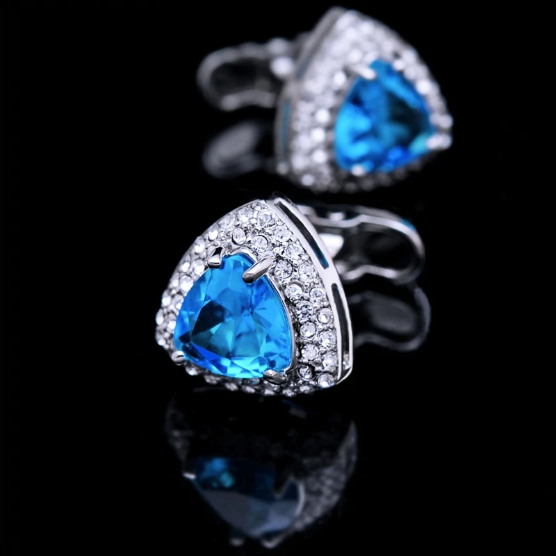 Crystal Rhinestone Light Blue Cufflinks Cufflink - Sophisticated Gentlemen