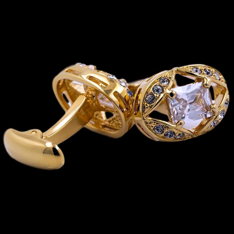 Gold Crystal Cufflinks cufflink - Sophisticated Gentlemen