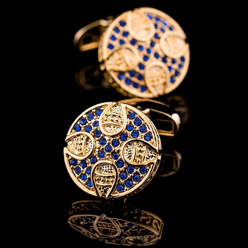 Vintage Gold and Crystals Cufflinks Cufflink - Sophisticated Gentlemen