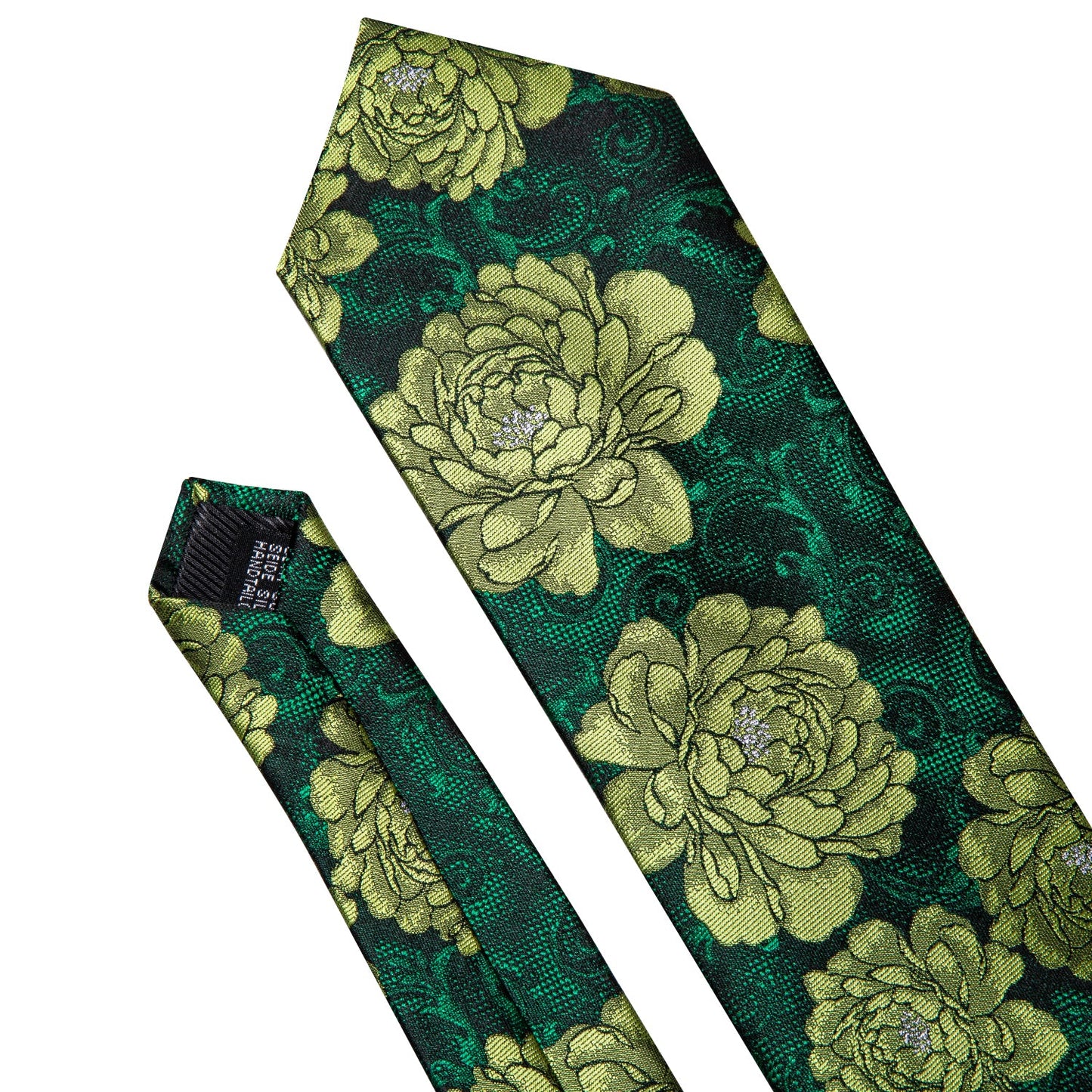 Green Peony Tie, Pocket Square and Cufflinks tie sets - Sophisticated Gentlemen