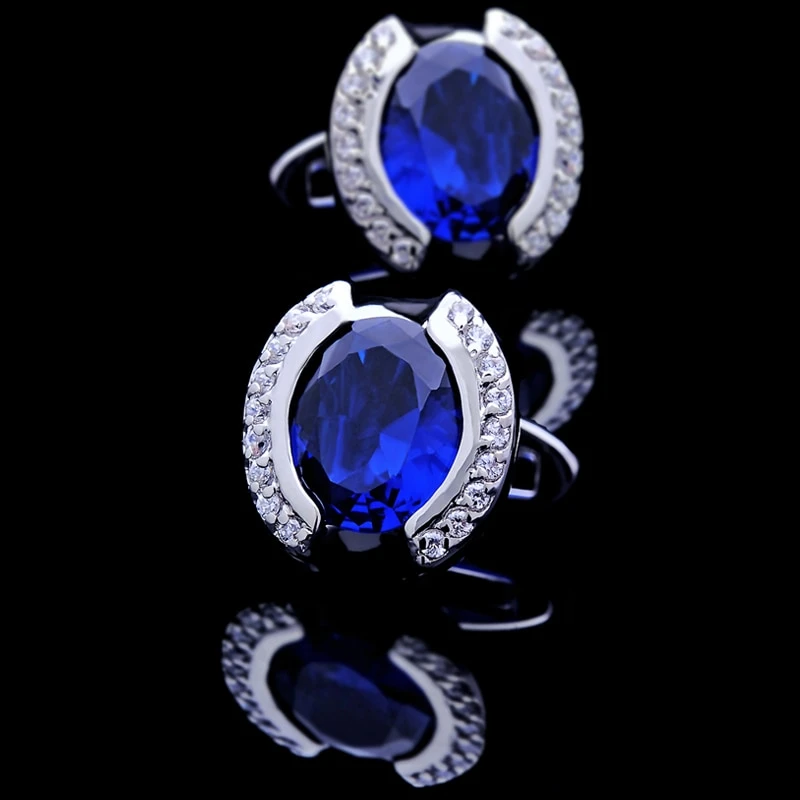 Crystal Blue Stone Cufflinks Cufflink - Sophisticated Gentlemen