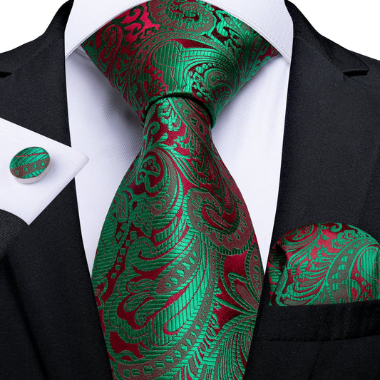 Green and Red Paisley Tie Set tie sets - Sophisticated Gentlemen
