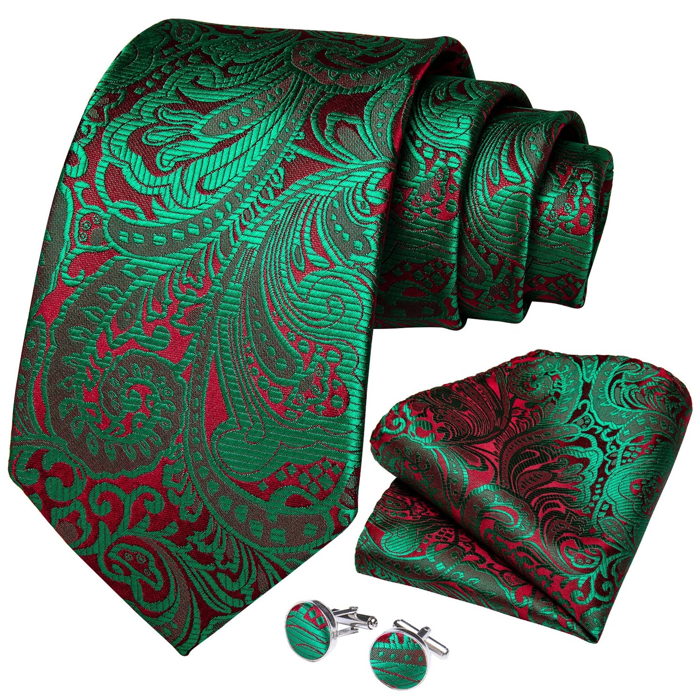 Green and Red Paisley Tie Set tie sets    - Sophisticated Gentlemen